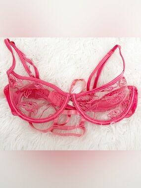 Roma Sheer Floral Underwire Bra - Pink